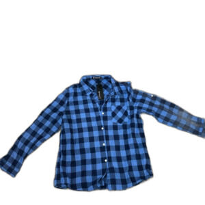 Allegra K Women's Roll Up Long Sleeves Buttoned Up Plaids Shirt - Size XL NWT